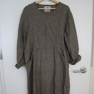 Vintage FLAX 100% linen midi long-sleeve S